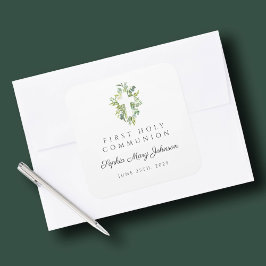 Elegant Grönt Botaniskt Kor Första kommissionen Fyrkantigt Klistermärke