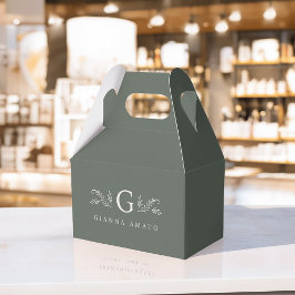 Elegant Grönt botaniskt monogram och Business Namn Presentaskar