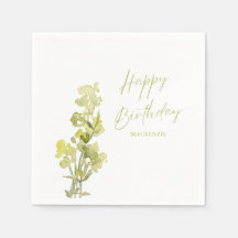 Elegant Grönt Botaniskt vattenfärg 30års födelseda