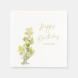 Elegant Grönt Botaniskt vattenfärg 30års födelseda Pappersservett