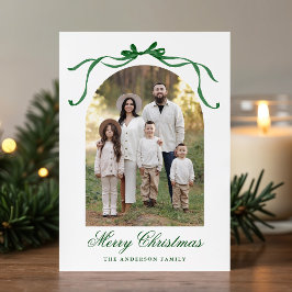 Elegant Grönt Bow jul 4 Foto Julkort