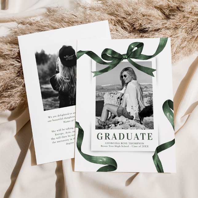 Elegant Grönt Bow Photo Studenten Meddelande (Skapare uppladdad)