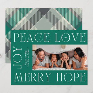 Elegant Grönt Brev MERRY JOY PEACE KÄRLEK-foto Julkort