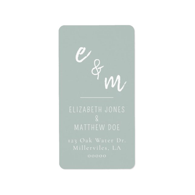 Elegant grönt bröllop adressetikett (Framsidan)