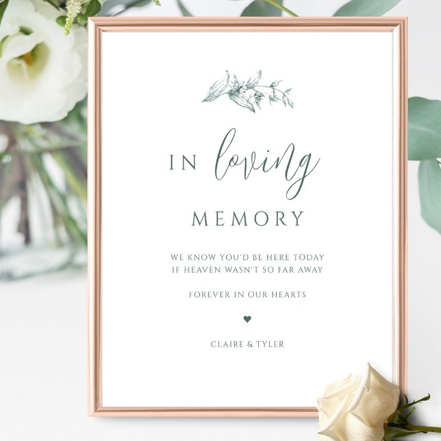 Elegant Grönt Bröllop i Loving Memory Sign Poster (Skapare uppladdad)