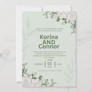 Elegant grönt bröllop inbjudningar