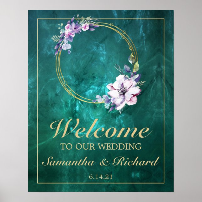 Elegant Grönt Bröllop Poster (Framsidan)