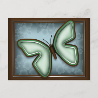 Elegant Grönt Butterfly, Blue & Brown Postcard Vykort