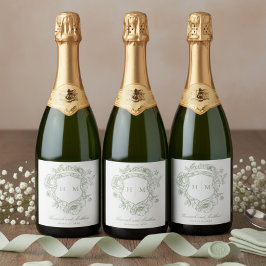 Elegant Grönt Chinoiserie Bird Vapensköld Bröllop