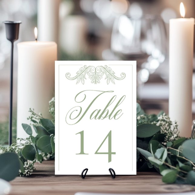 Elegant Grönt Chinoiserie Bird Vapensköld Bröllop Bordsnummer (Skapare uppladdad)