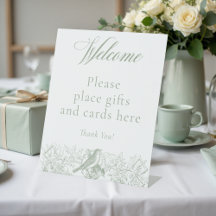 Elegant Grönt Chinoiserie Nature Birds Baby Shower