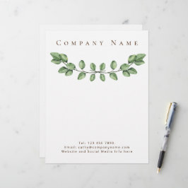 Elegant Grönt Company Details Letterhead Brevhuvud