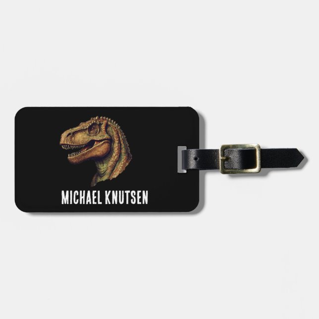 Elegant Grönt Dinosaur T-Rex Tyrannosaurus-resor Bagagebricka (Horisontell Framsida)