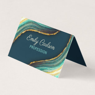 Elegant grönt emerald marble art faux guld glitter visitkort