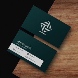 Elegant Grönt enkel minimal modern lyxfri Anpassni Visitkort