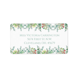 Elegant Grönt Eucalyptus Blommigt Vattenfärg Adressetikett
