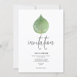 Elegant Grönt Eucalyptus Löv Script Bröllop Inbjudningar