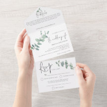 Elegant Grönt Eucalyptus Script Bröllop