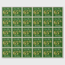 Elegant, Grönt, Faux Guld 65e Birthday + Namn Presentpapper