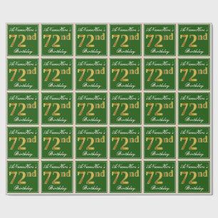 Elegant, Grönt, Faux Guld 72:a födelsedagen + Namn Presentpapper