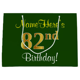 Elegant, Grönt, Faux Guld 82:a födelsedagen + Namn