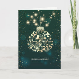 Elegant Grönt,Faux Guld jul Boll Helgkort