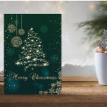 Elegant Grönt,Faux Guld Julgran,Snöflingor Helgkort<br><div class="desc">Elegant faux guld Julgran,  bollar och snöflingor i grönt gör detta till en perfekt jul eller Julhälsningar kort för vänner och familj.</div>