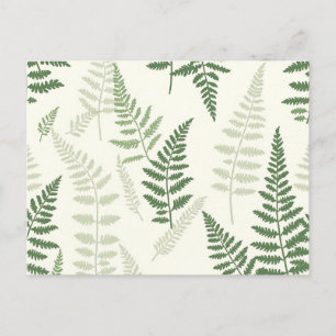 Elegant Grönt Fern Fronds Mönster Botanical Vykort