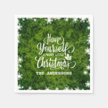 Elegant Grönt Fir Löv jul | Napkin