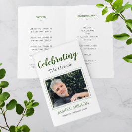 Elegant Grönt Firande i programmet Life Memorial Reklamblad