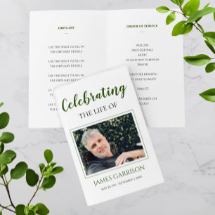 Elegant Grönt Firande i programmet Life Memorial Reklamblad