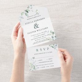 Elegant Grönt Foliage Ampersand Bröllop