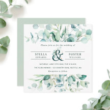 Elegant Grönt Foliage Ampersand Bröllop Square