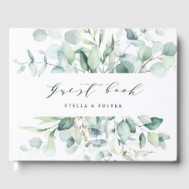 Elegant Grönt Foliage Bröllop Gästböcker