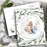 Elegant Grönt Foliage Guld Confetti Watercolor Helg Vykort<br><div class="desc">Elegant Grönt Foliage Guld Confetti Watercolor Greenery Helgdag Card. Skicka helgdag önskemål och hälsning till vänner, kolleger och familj i enkla, chic, elegant och moderna fotodesignfestliga, naturliga helgdagskort i färg-stil! En vacker andedräkt ram från en mjuk grönt som färgats av vattenfärgen löv, omgiven av guld konetti flingor framför. Mitten har...</div>