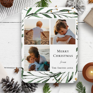 Elegant Grönt Foliage Guld Confetti Watercolor Magnet