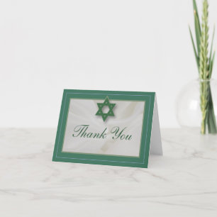 Elegant grönt för kort för tygpubMitzvah tack
