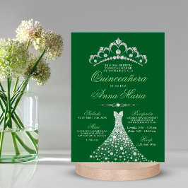Elegant Grönt för spanska Quinceañera Mis Quince Inbjudningar