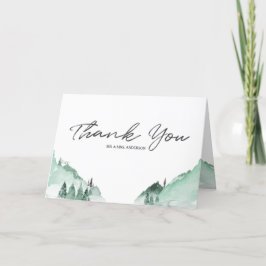 Elegant Grönt Forest Mountains Simple Tack Kort