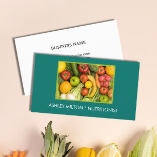 Elegant Grönt Foto av matritionister Vegetables Visitkort