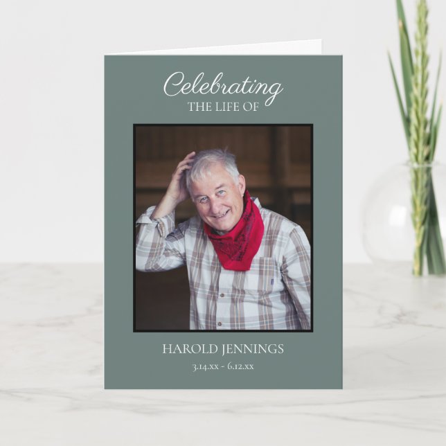 Elegant Grönt fotominnesbild Program (Framsida)