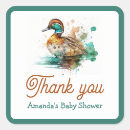 Elegant Grönt Framed Mallard Anka Baby Shower Fyrkantigt Klistermärke