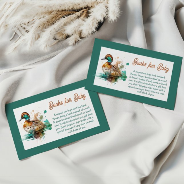Elegant Grönt Framed Mallard Anka Baby Shower Game Tilläggskort (Skapare uppladdad)