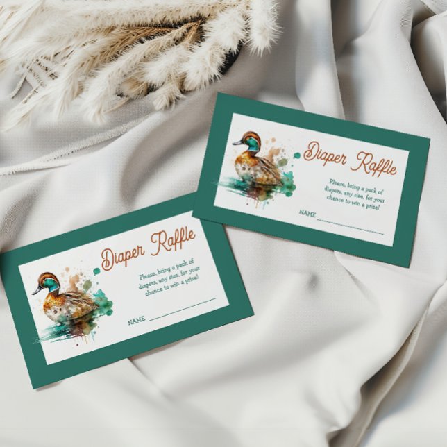 Elegant Grönt Framed Mallard Anka Baby Shower Game Tilläggskort (Skapare uppladdad)