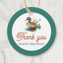 Elegant Grönt Framed Mallard Anka Baby Shower Gåvor Etiketter