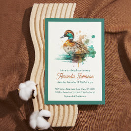 Elegant Grönt Framed Mallard Anka Baby Shower Inbjudningar