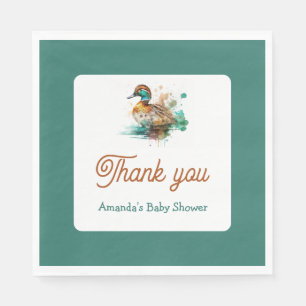 Elegant Grönt Framed Mallard Anka Baby Shower Pappersservett