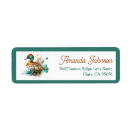 Elegant Grönt Framed Mallard Anka Baby Shower Returadress Etikett