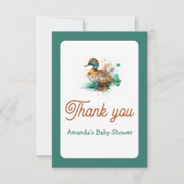 Elegant Grönt Framed Mallard Anka Baby Shower Tack Kort