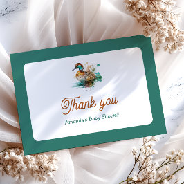 Elegant Grönt Framed Mallard Anka Baby Shower Tack Kort